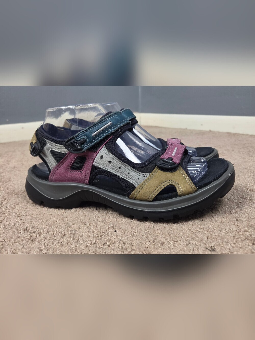 ECCO Kids Multicolor Outdoor Sandals - Pink, Teal, Gray, Tan